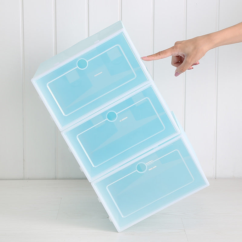 Thickened Plastic Sneaker Storage Box, Flip Drawer Design