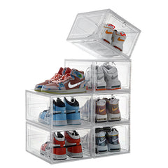 Foldable Clear Plastic Shoe Box, Stackable Dustproof Sneaker Storage