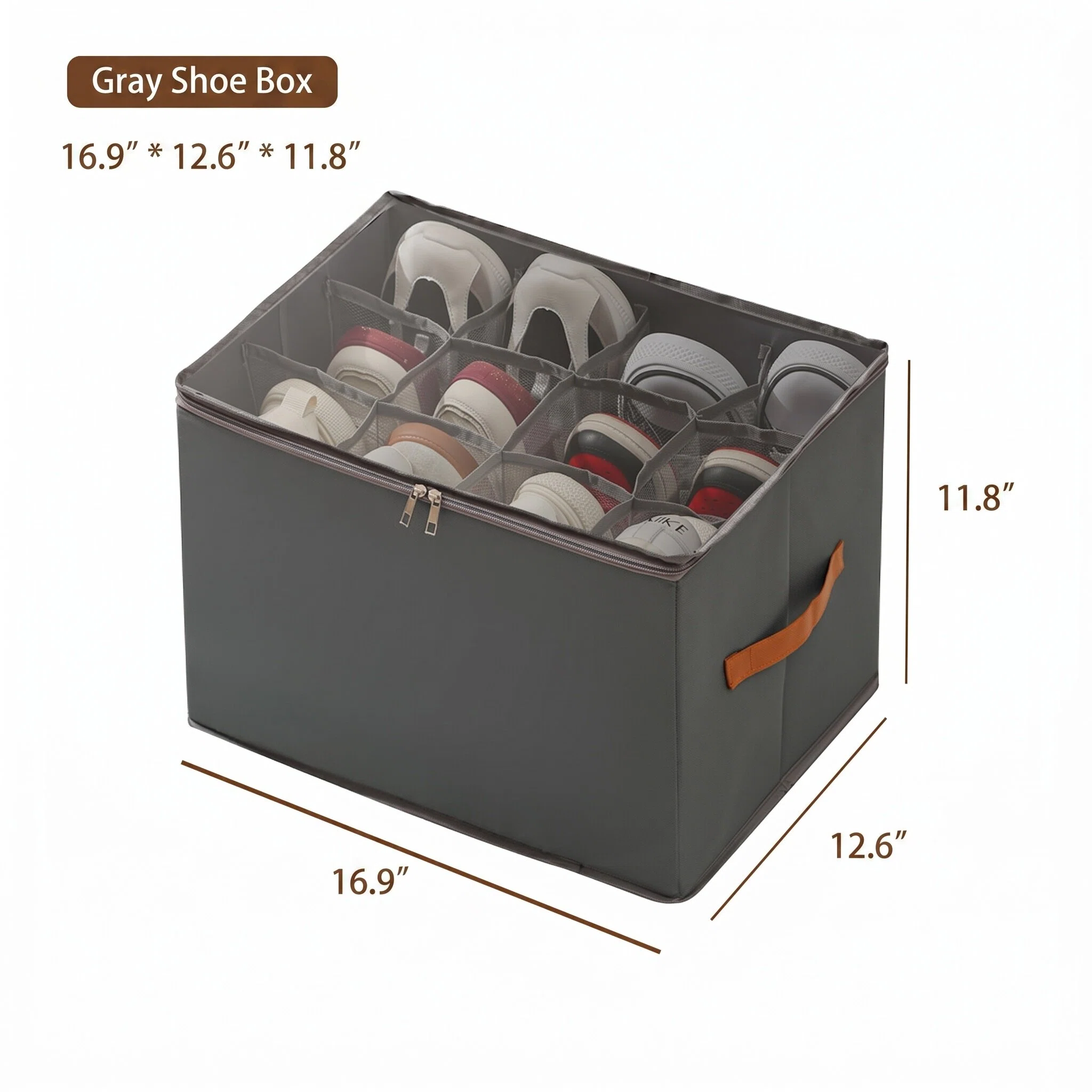 Foldable Clear Shoe Storage Box with Dividers, Multi-Purpose Organizer
