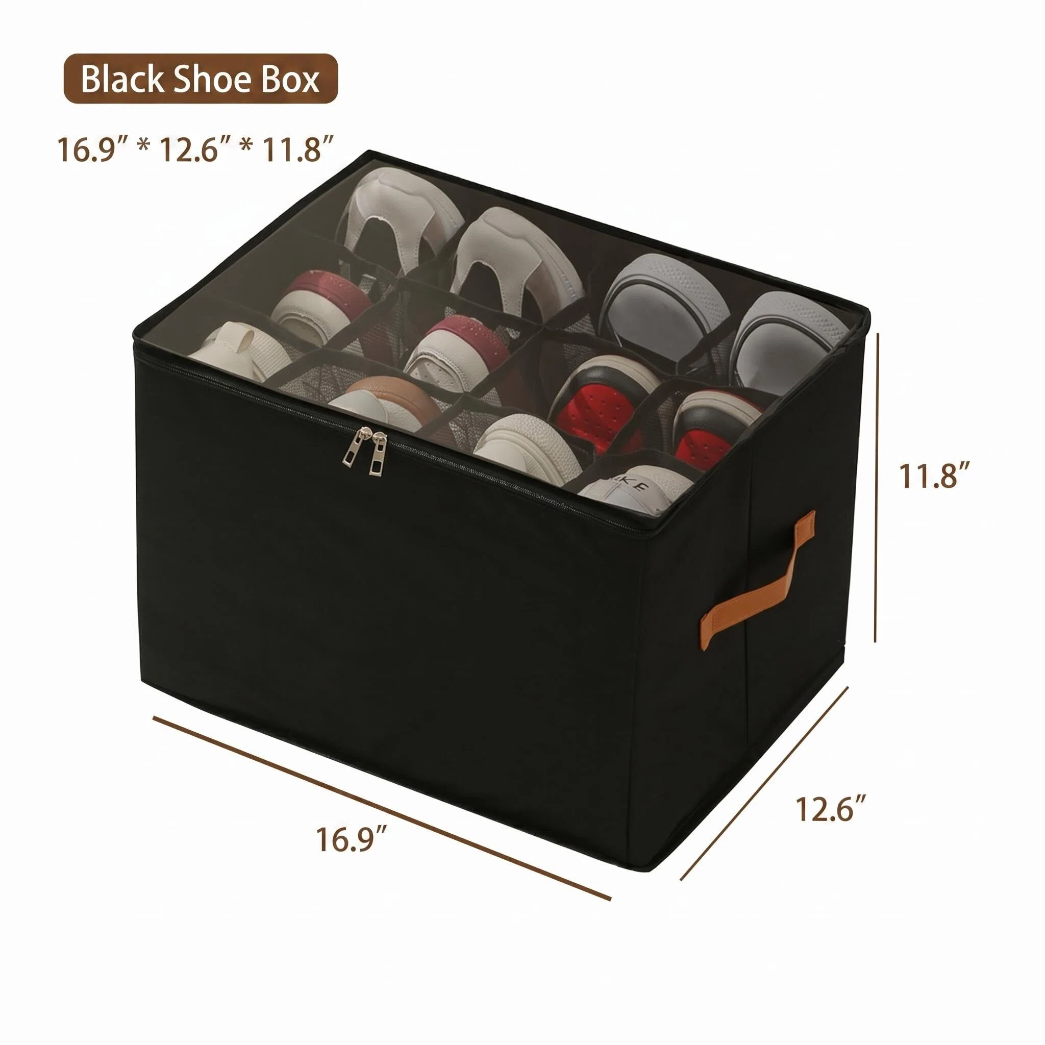 Foldable Clear Shoe Storage Box with Dividers, Multi-Purpose Organizer